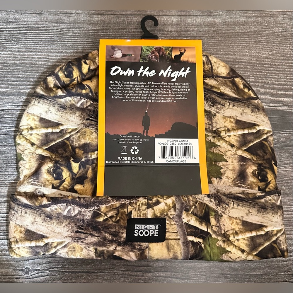 Unisex Beanie Camouflage by Night Scope Sportsman Collection, Rechargeable Led. - Picture 4 of 4